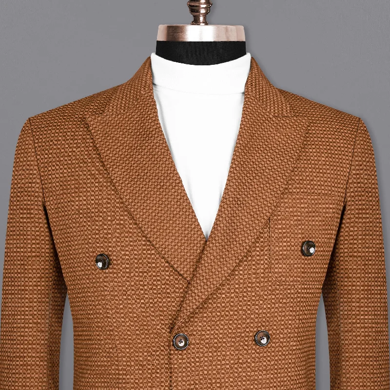 Cape Palliser Brown Double Breasted Velvet Corduroy Box patterned Sports Blazer