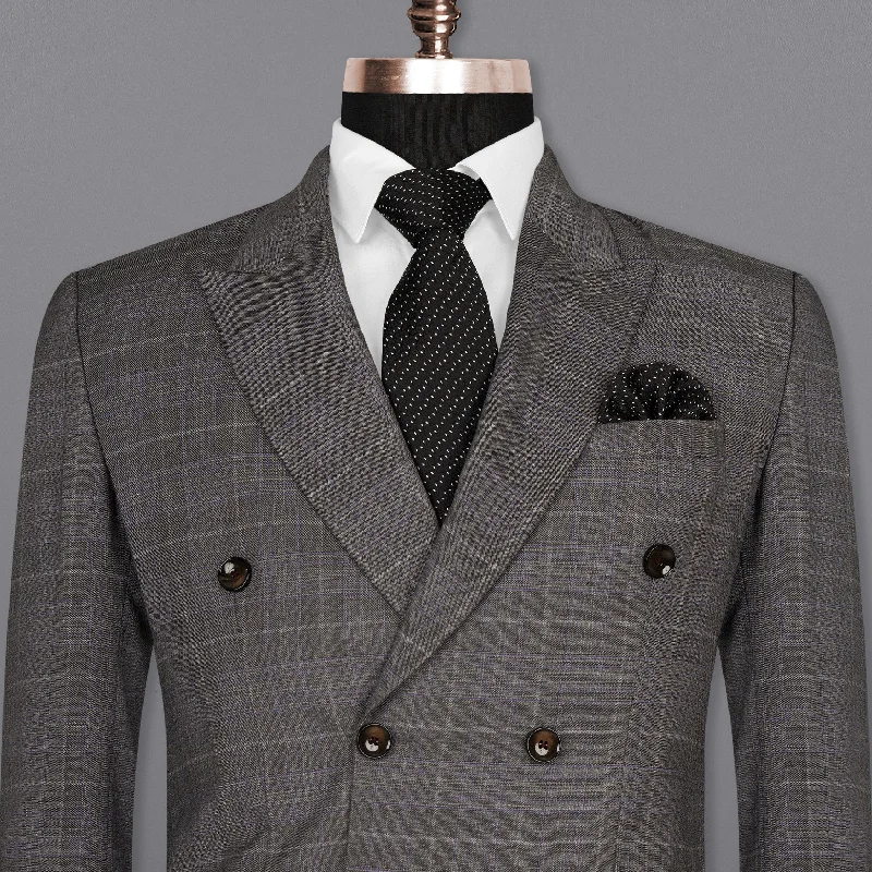 Chicago Grey Windowpane Woolrich Double Breasted Blazer