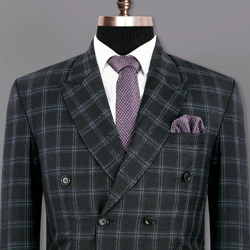 Dark Gray Windowpane Woolrich Double Breasted Blazer