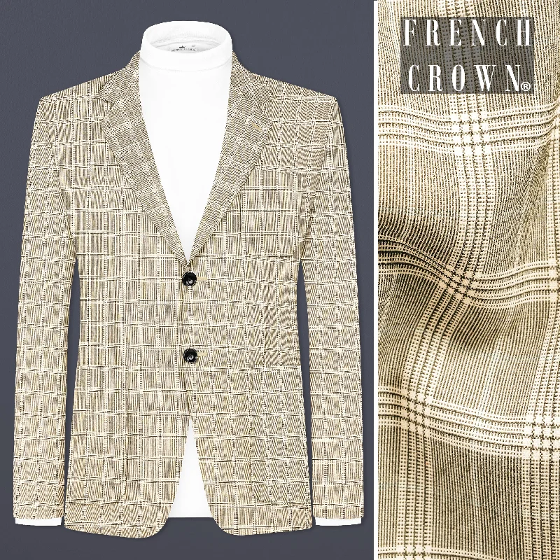 Eagle Cream Plaid Wool Rich Single Breasted Sports Blazer