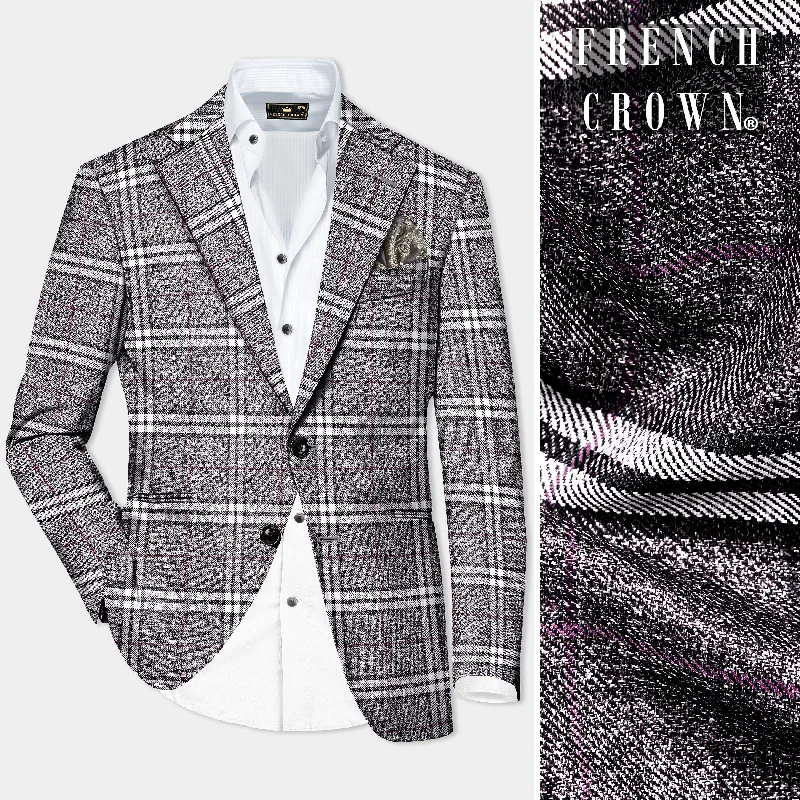 Granite Gray Plaid Wool Rich Single Breasted Blazer