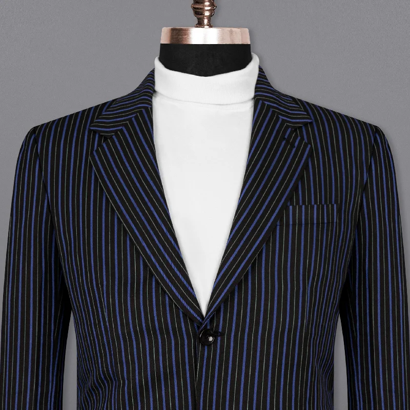 Jade Black and Mariner Blue Striped Woolrich Blazer