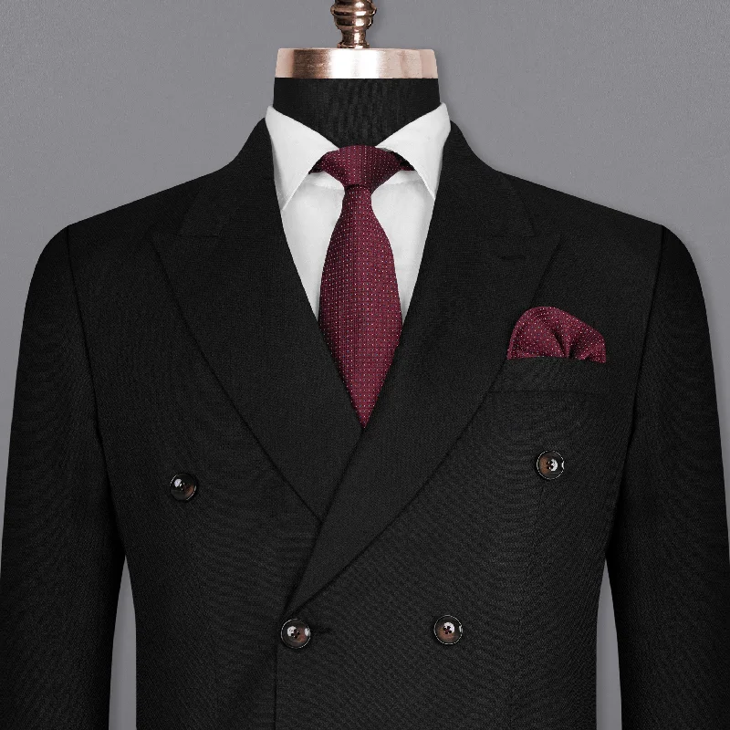 Jade Black Diamond textured Double Breasted Wool Rich Blazer