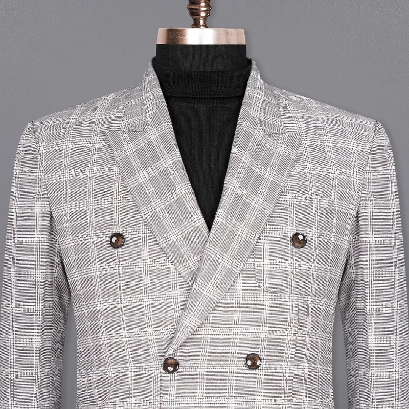 Mercury Grey Plaid Woolrich Double-Breasted Blazer