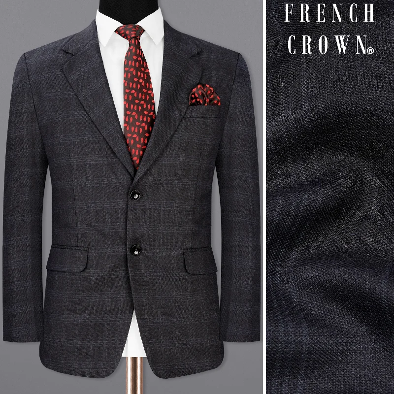 Mirage Gray windowpane Single Breasted Blazer