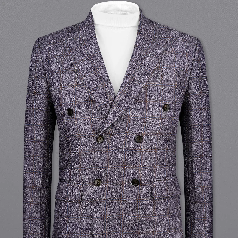 Mobster Gray Windowpane Double Breasted Blazer