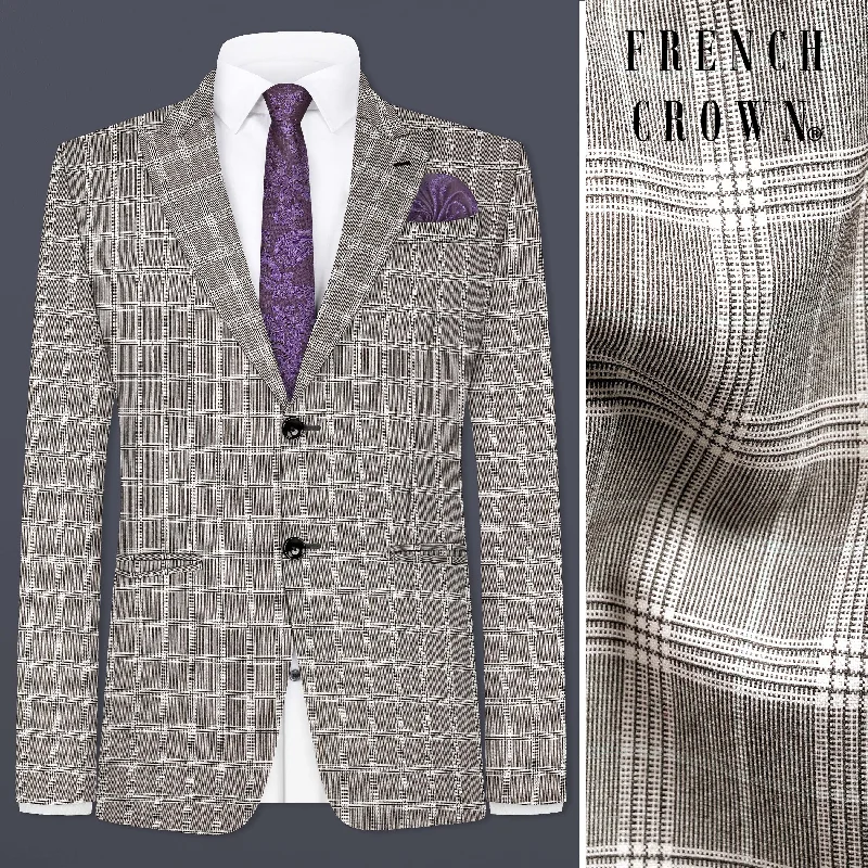 Monsoon Gray Plaid Wool Rich Single Breasted Blazer