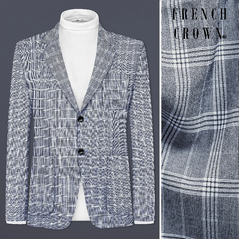 Mountain Mist Blue Plaid Wool Rich Single Breasted Sports Blazer