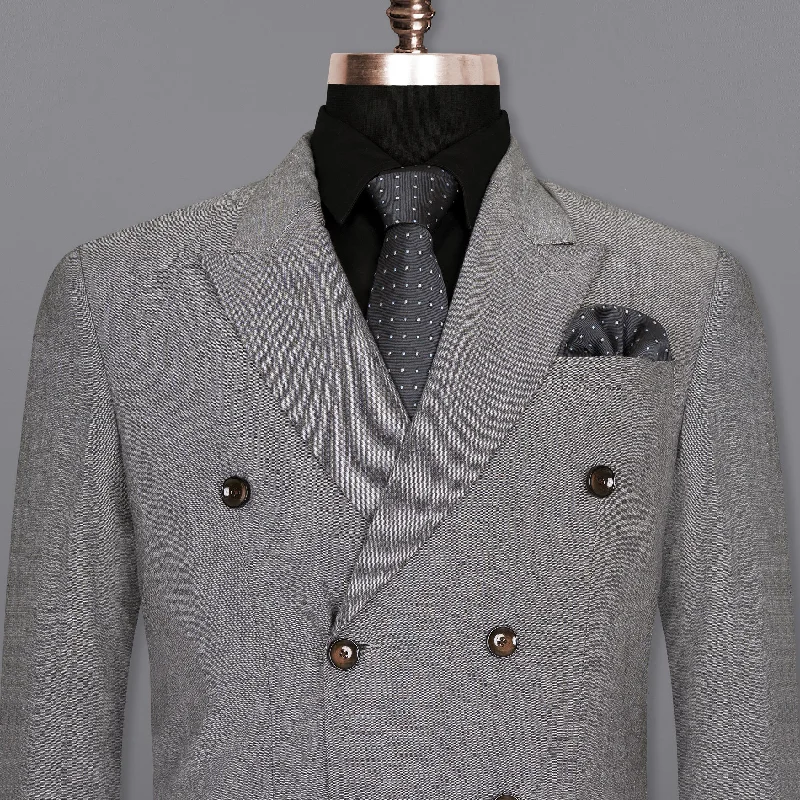 Mountain Mist Grey Double Breasted Luxurious Linen Blazer