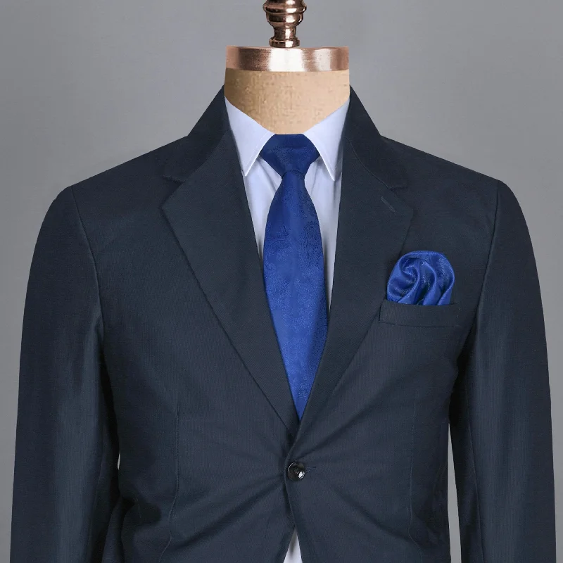 Navy Subtle Pinstriped Premium Cotton Sport Blazer