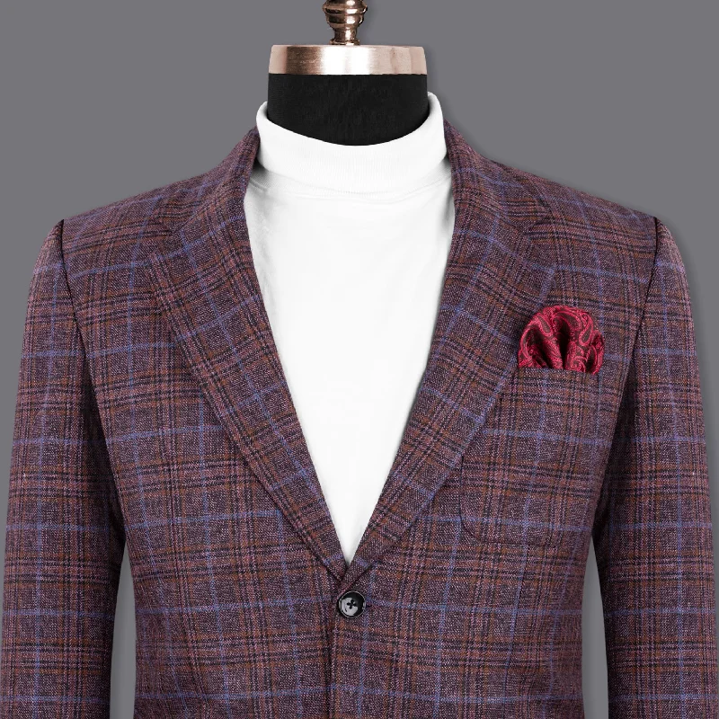 Old Copper Colorful Plaid Wool Rich Blazer