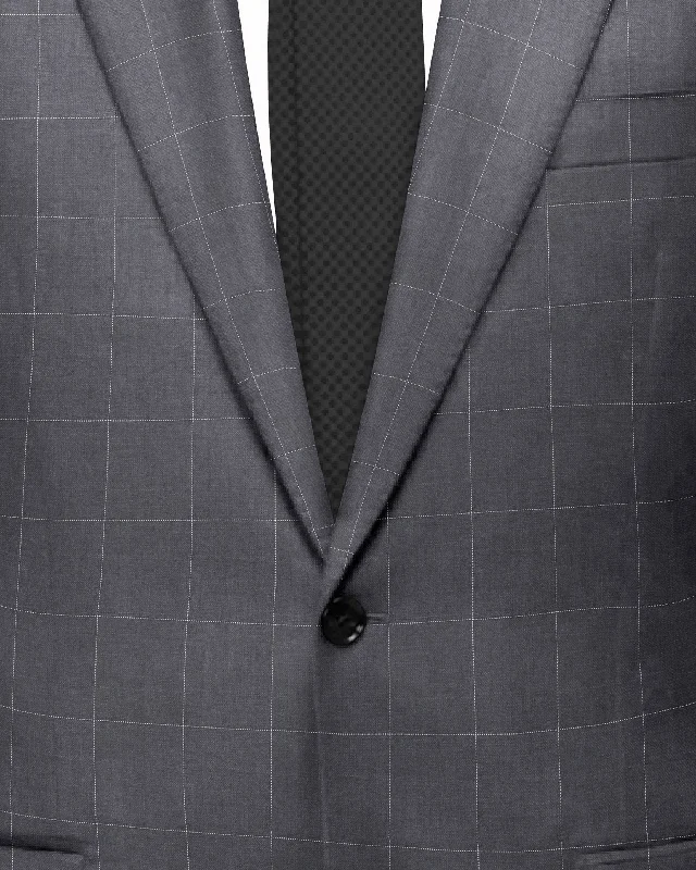 Pebble Grey Windowpane Wool Blazer