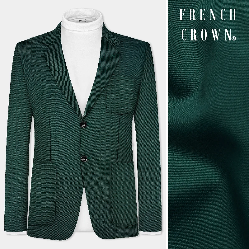 Phthalo Green Solid Cotton Single Breasted Sports Blazer