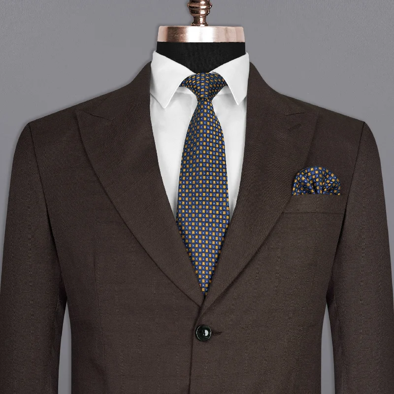 Rebel Brown Subtle windowpane Wool Rich Blazer