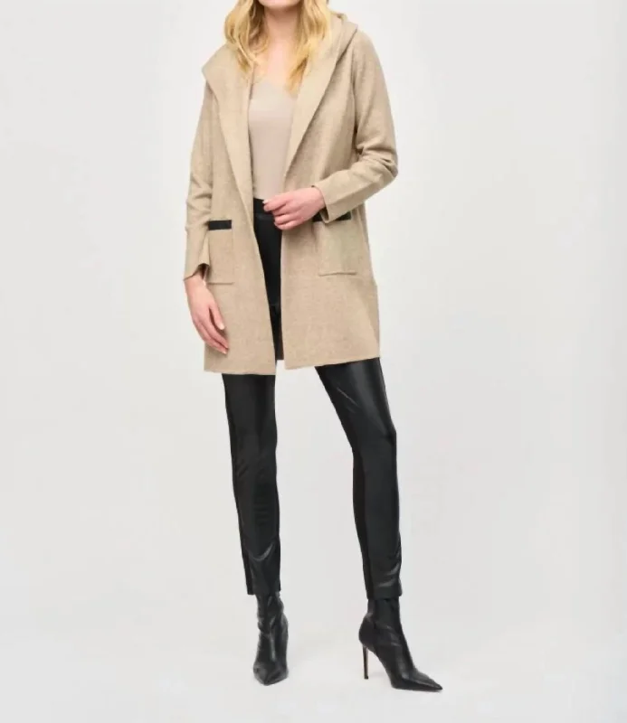 Shawl Collar Coat In Oatmeal