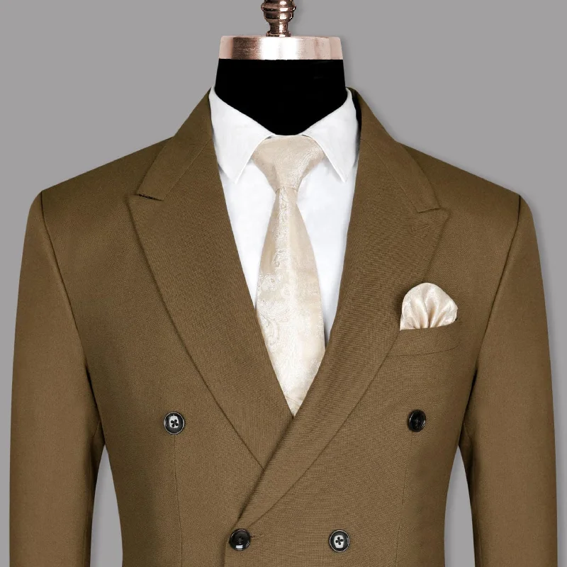 Soil Brown Wool Rich Double Breasted Blazer