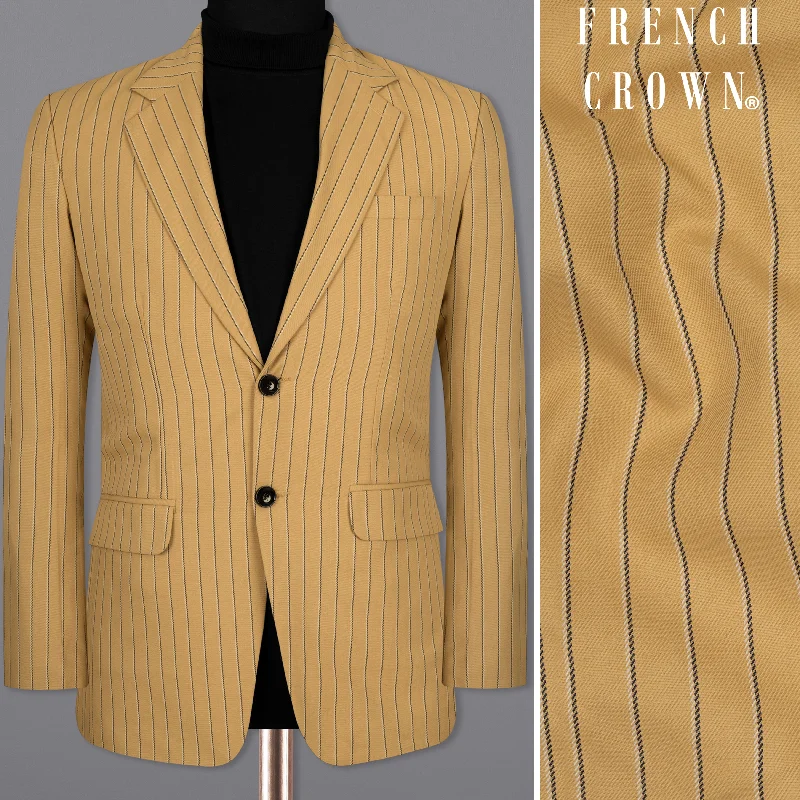 Twine Brown Striped Wool Rich Blazer