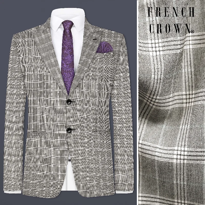 Venus Gray Plaid Wool Rich Single Breasted Blazer